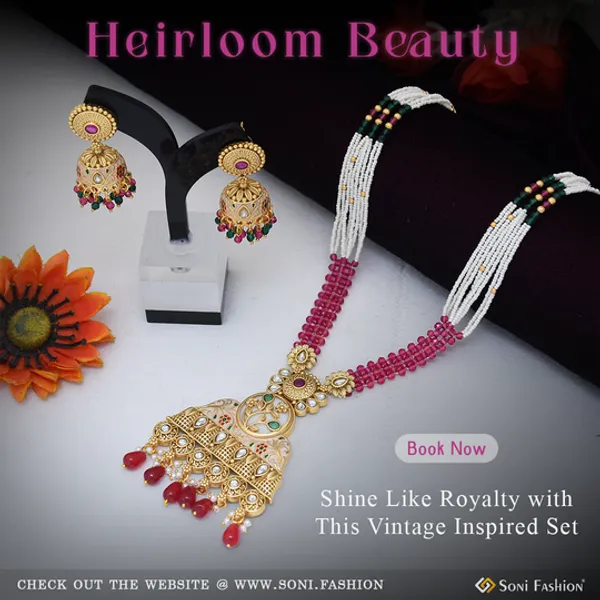 Latest_Design_Gold_Plated_Antique_Necklace_Set_For_Women_Style_B128