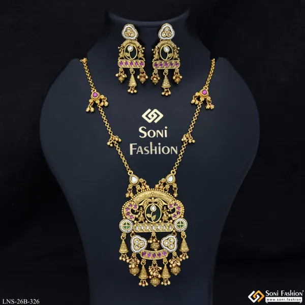 Artisanal_Design_Gold_Plated_Antique_Necklace_Set_For_Women_Style_B326