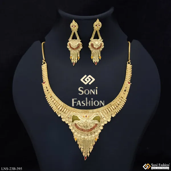 Sparkling_Design_Gold_Plated_Necklace_Set_For_Women_Style_B395