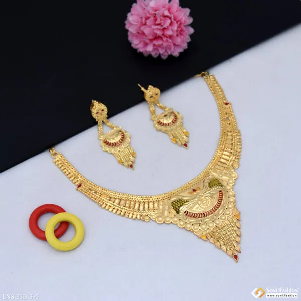 Sparkling_Design_Gold_Plated_Necklace_Set_For_Women_Style_B395