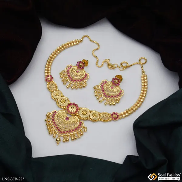 1_Gram_Gold_Plated_Superior_Quality_Necklace_Set_For_Ladies_Style_B225