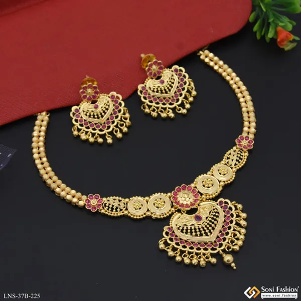 1_Gram_Gold_Plated_Superior_Quality_Necklace_Set_For_Ladies_Style_B225