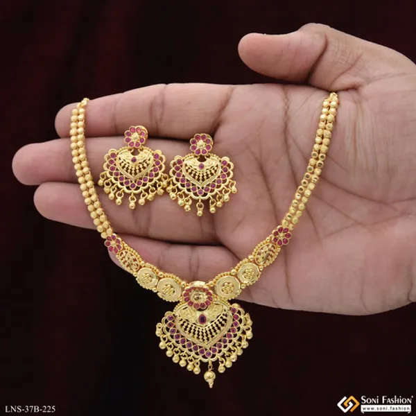 1_Gram_Gold_Plated_Superior_Quality_Necklace_Set_For_Ladies_Style_B225