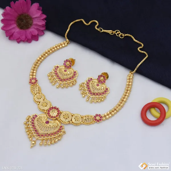 1_Gram_Gold_Plated_Superior_Quality_Necklace_Set_For_Ladies_Style_B225