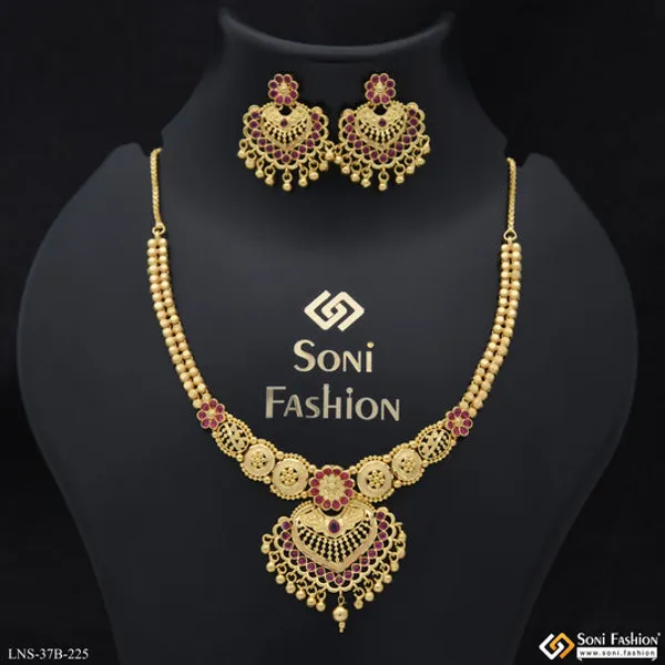 1_Gram_Gold_Plated_Superior_Quality_Necklace_Set_For_Ladies_Style_B225