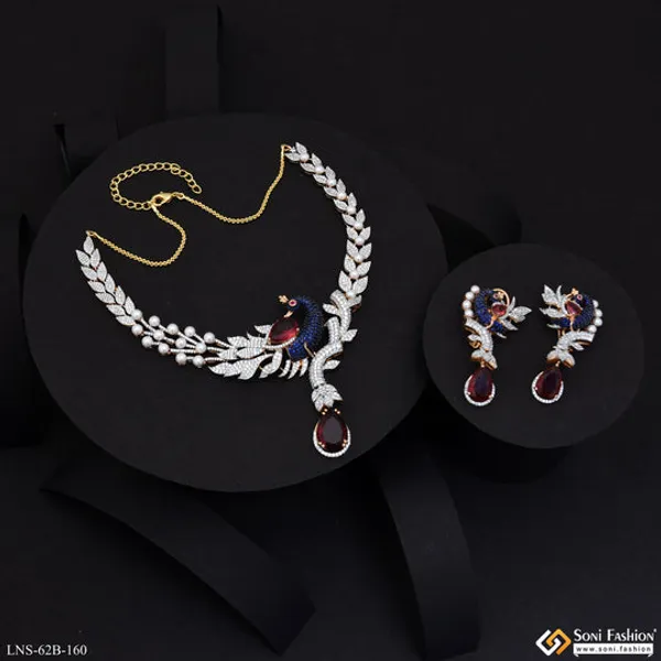 Latest_Design_Gold_Plated_Diamond_Necklace_Set_For_Ladies_Style_B160