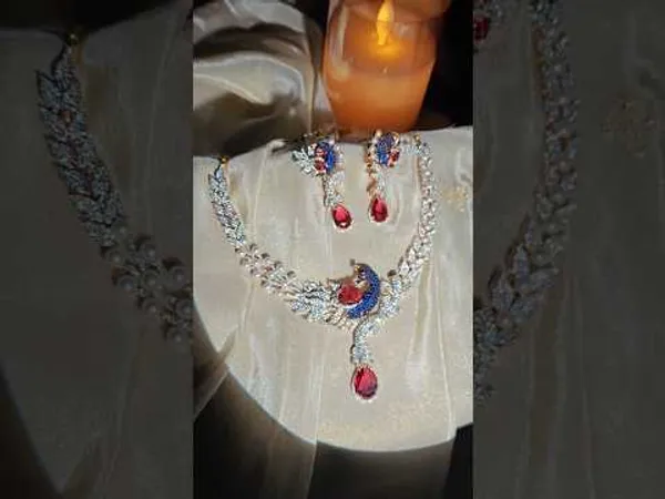 Latest_Design_Gold_Plated_Diamond_Necklace_Set_For_Ladies_Style_B160
