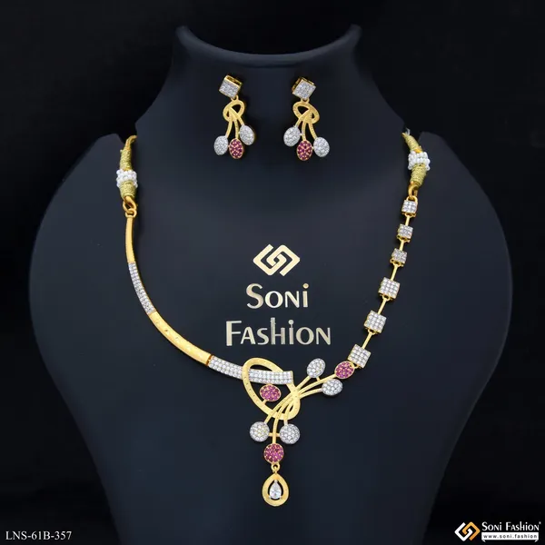 1_Gram_Gold_Plated_Unique_Design_Necklace_Set_For_Women_Style_B357