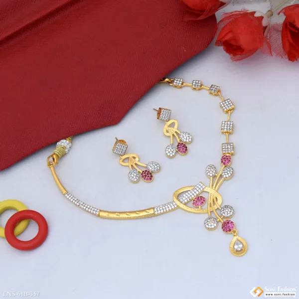 1_Gram_Gold_Plated_Unique_Design_Necklace_Set_For_Women_Style_B357