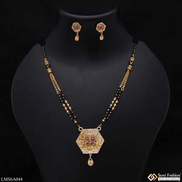 Butterfly_With_Diamond_Sparkling_Design_Gold_Plated_Mangalsutra_Set_Style_Lmsa044