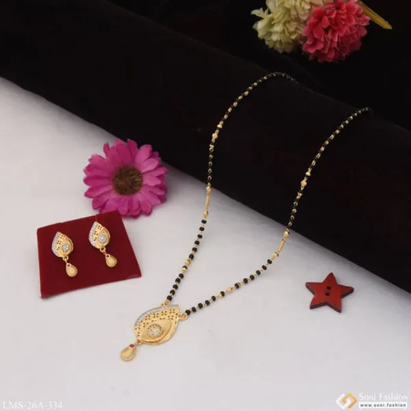 1_Gram_Gold_Plated_Leaf_Glittering_Design_Mangalsutra_Set_For_Women_Style_A334