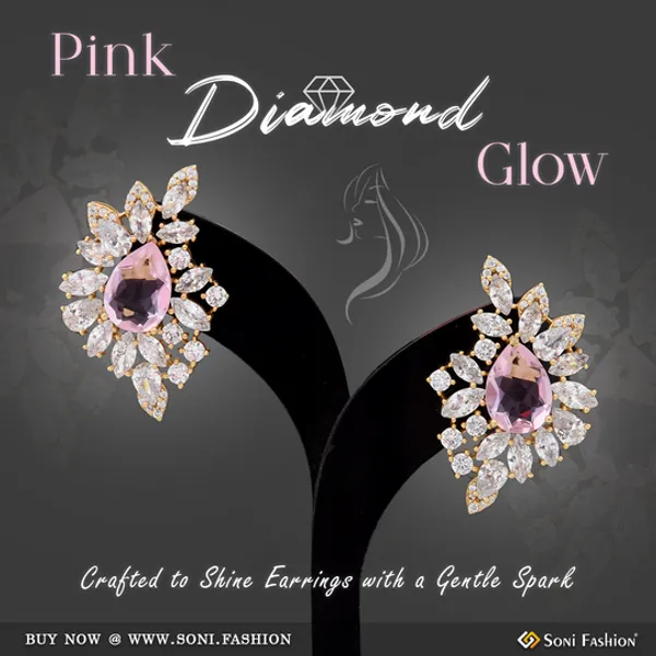 Light_Pink_Stone_With_Diamond_New_Style_Gold_Plated_Earrings_For_Lady_Style_A067
