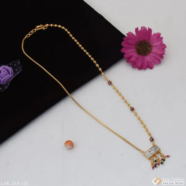 1_Gram_Gold_Plated_With_Diamond_Graceful_Design_Necklace_For_Ladies_Style_A118