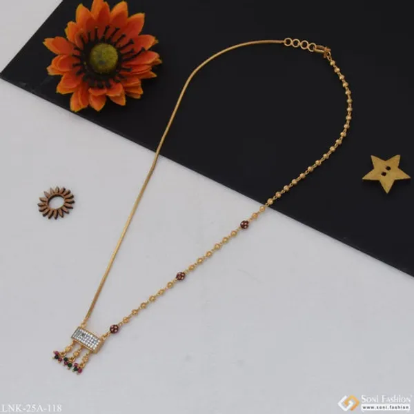 1_Gram_Gold_Plated_With_Diamond_Graceful_Design_Necklace_For_Ladies_Style_A118