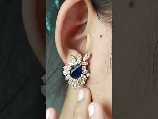 Blue_Stone_With_Diamond_Unique_Design_Gold_Plated_Earrings_For_Lady_Style_A057