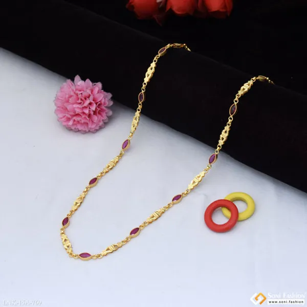 Pink_Stone_Best_Quality_Gold_Plated_Chain_For_Ladies_Style_A769