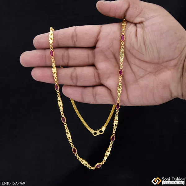 Pink_Stone_Best_Quality_Gold_Plated_Chain_For_Ladies_Style_A769