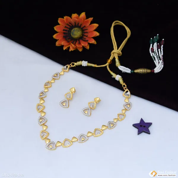 1_Gram_Gold_Plated_Cool_Design_Necklace_Set_For_Women_Style_B360
