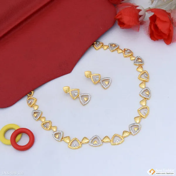 1_Gram_Gold_Plated_Cool_Design_Necklace_Set_For_Women_Style_B360