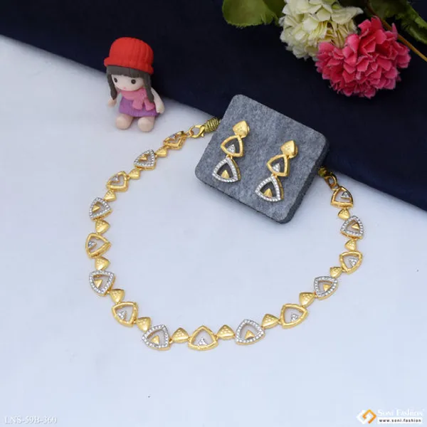 1_Gram_Gold_Plated_Cool_Design_Necklace_Set_For_Women_Style_B360