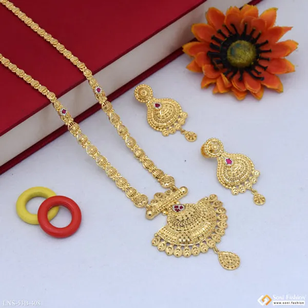 1_Gram_Gold_Plated_Charming_Design_Necklace_Set_For_Women_Style_B408