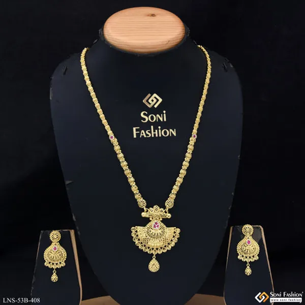 1_Gram_Gold_Plated_Charming_Design_Necklace_Set_For_Women_Style_B408