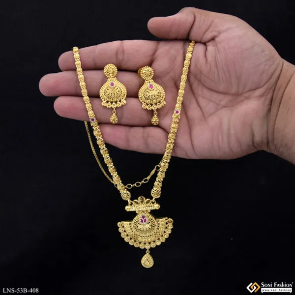 1_Gram_Gold_Plated_Charming_Design_Necklace_Set_For_Women_Style_B408