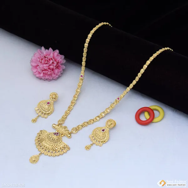 1_Gram_Gold_Plated_Charming_Design_Necklace_Set_For_Women_Style_B408
