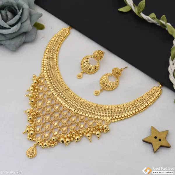 1_Gram_Gold_Plated_Hand_Crafted_Design_Necklace_Set_For_Women_Style_A867