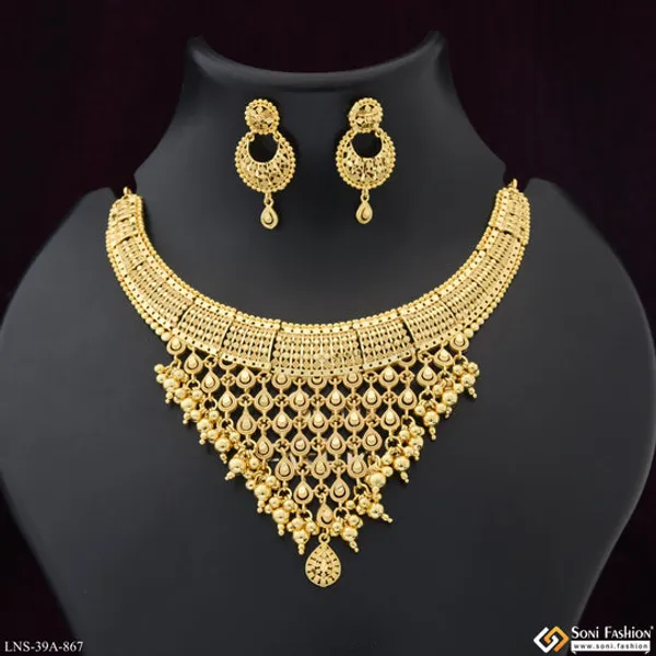 1_Gram_Gold_Plated_Hand_Crafted_Design_Necklace_Set_For_Women_Style_A867