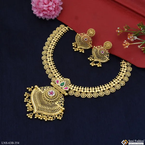 1_Gram_Gold_Plated_New_Style_Necklace_Set_For_Women_Style_B354
