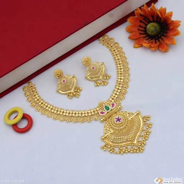 1_Gram_Gold_Plated_New_Style_Necklace_Set_For_Women_Style_B354