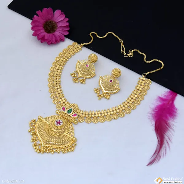 1_Gram_Gold_Plated_New_Style_Necklace_Set_For_Women_Style_B354