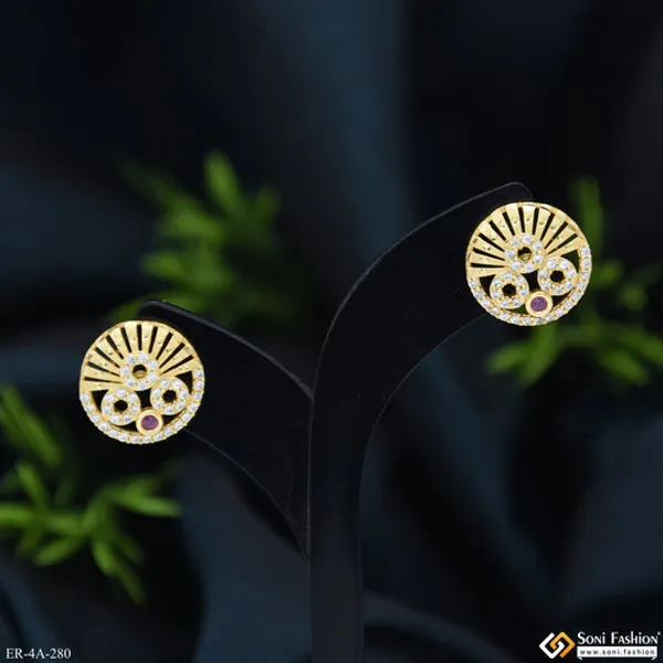 Sparkling_Design_Gold_Plated_Earrings_For_Ladies_Style_A280