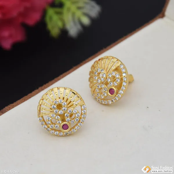 Sparkling_Design_Gold_Plated_Earrings_For_Ladies_Style_A280