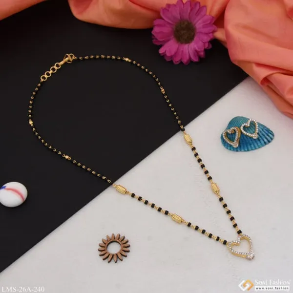 1_Gram_Gold_Plated_Heart_With_Diamond_Designer_Mangalsutra_Set_For_Women_Style_A240