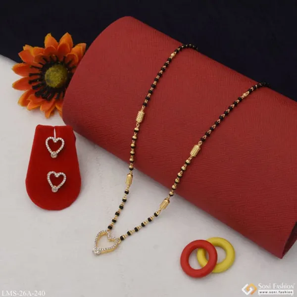 1_Gram_Gold_Plated_Heart_With_Diamond_Designer_Mangalsutra_Set_For_Women_Style_A240