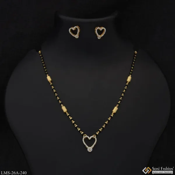 1_Gram_Gold_Plated_Heart_With_Diamond_Designer_Mangalsutra_Set_For_Women_Style_A240