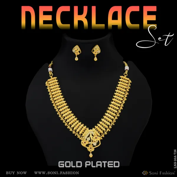 Sparkling_Design_Funky_Design_Gold_Plated_Necklace_Set_For_Women_Style_A726