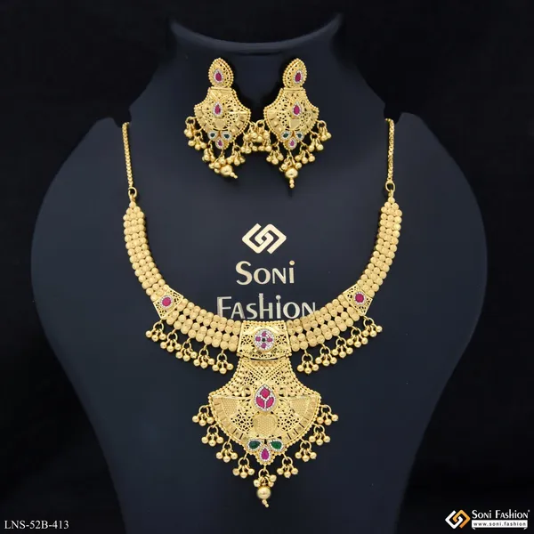 1_Gram_Gold_Plated_Magnificent_Design_Necklace_Set_For_Women_Style_B413
