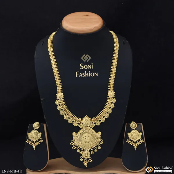 1_Gram_Gold_Plated_Radiant_Design_Necklace_Set_For_Women_Style_B411