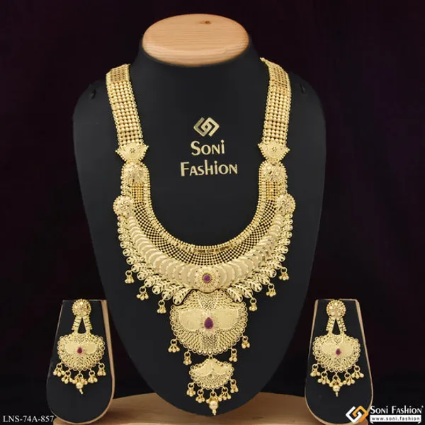 1_Gram_Gold_Plated_Decorative_Design_Necklace_Set_For_Women_Style_A857