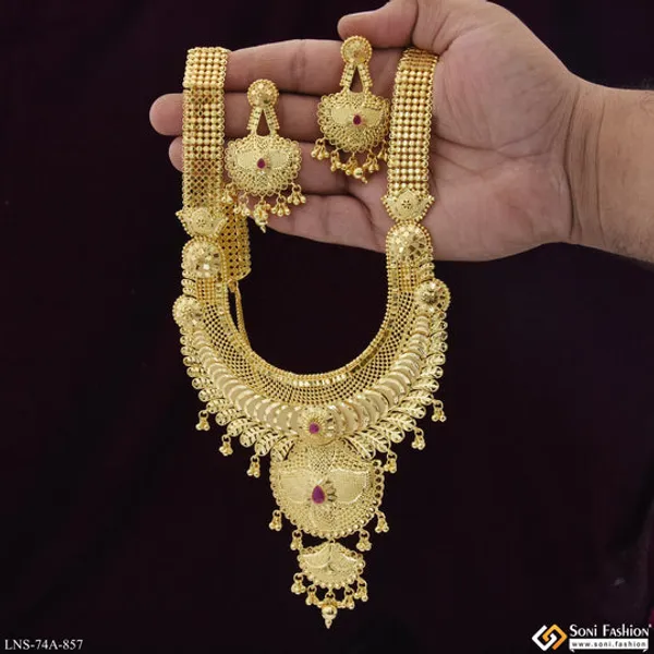 1_Gram_Gold_Plated_Decorative_Design_Necklace_Set_For_Women_Style_A857