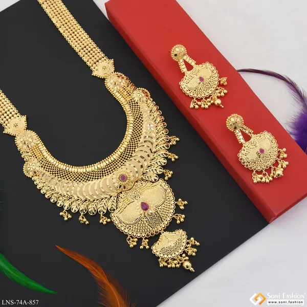 1_Gram_Gold_Plated_Decorative_Design_Necklace_Set_For_Women_Style_A857