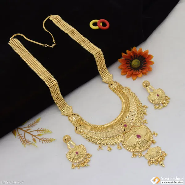 1_Gram_Gold_Plated_Decorative_Design_Necklace_Set_For_Women_Style_A857