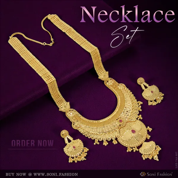 1_Gram_Gold_Plated_Decorative_Design_Necklace_Set_For_Women_Style_A857