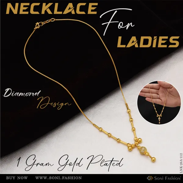 1_Gram_Gold_Plated_With_Diamond_Graceful_Design_Necklace_For_Ladies_Style_A112