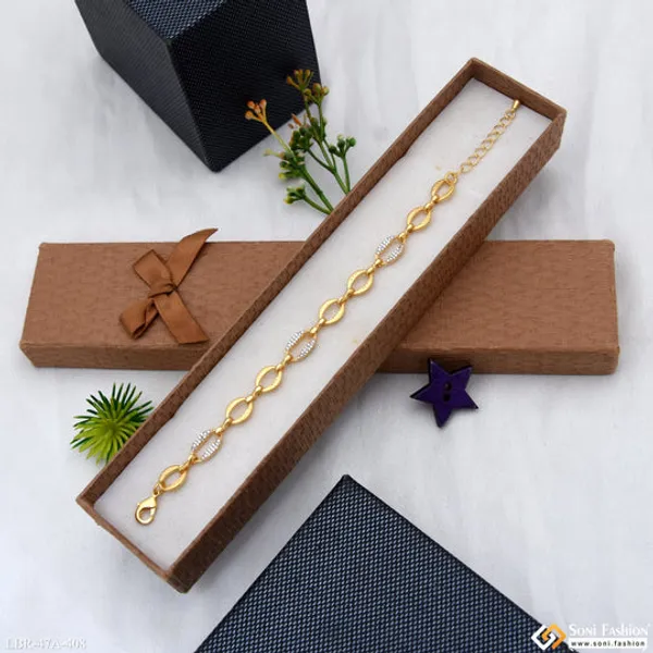 1_Gram_Gold_Plated_Fancy_Design_Bracelet_For_Ladies_Style_A408