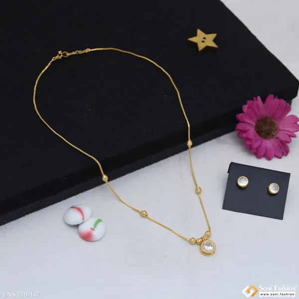 1_Gram_Gold_Plated_Round_Stone_Necklace_Set_For_Ladies_Style_B142