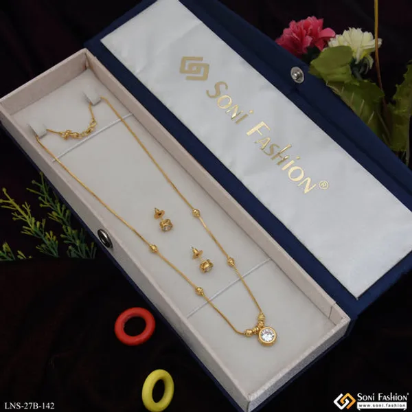 1_Gram_Gold_Plated_Round_Stone_Necklace_Set_For_Ladies_Style_B142